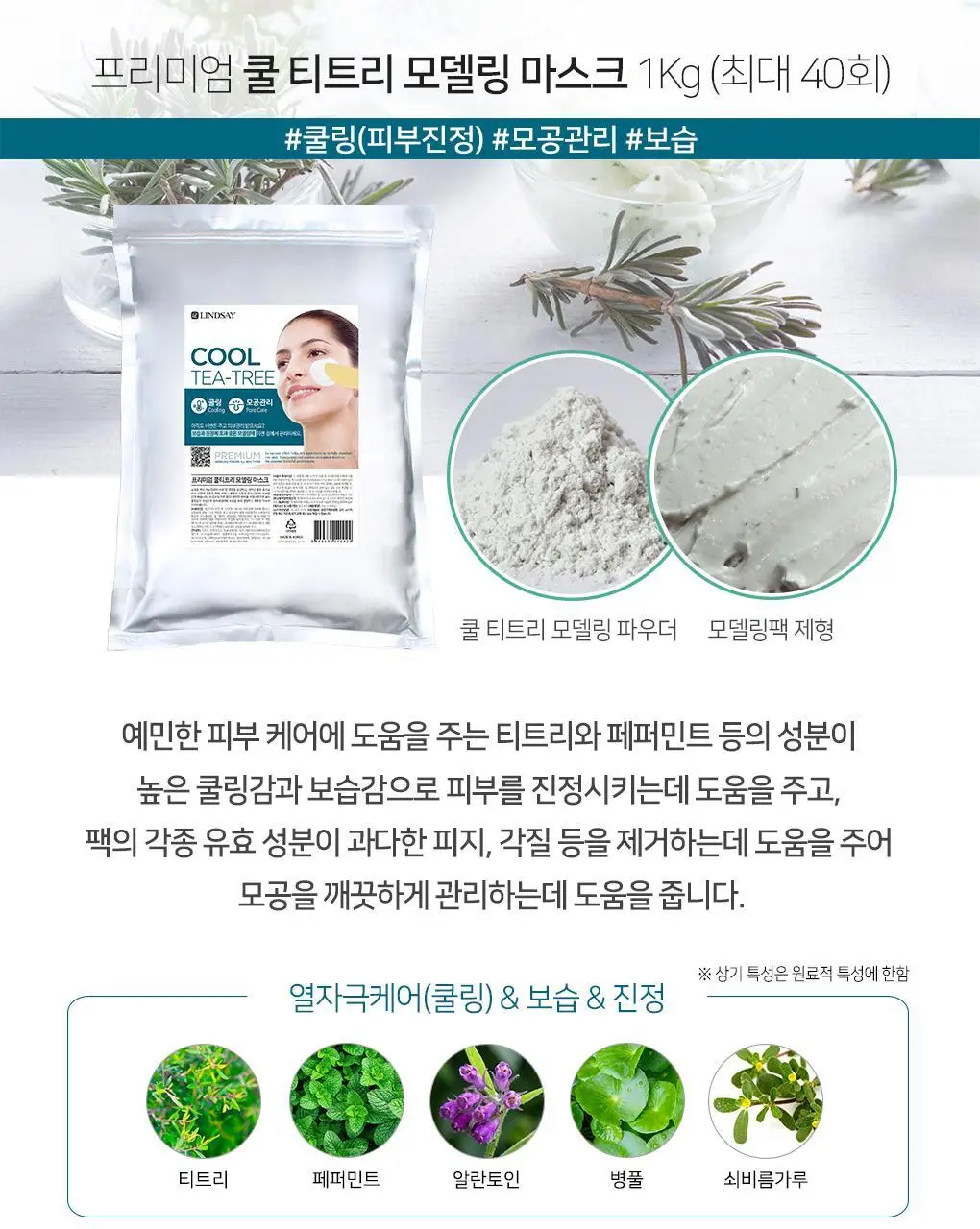 [72관왕/1위] 린제이 프리미엄 쿨티트리 모델링 팩 1Kg 상세페이지 19